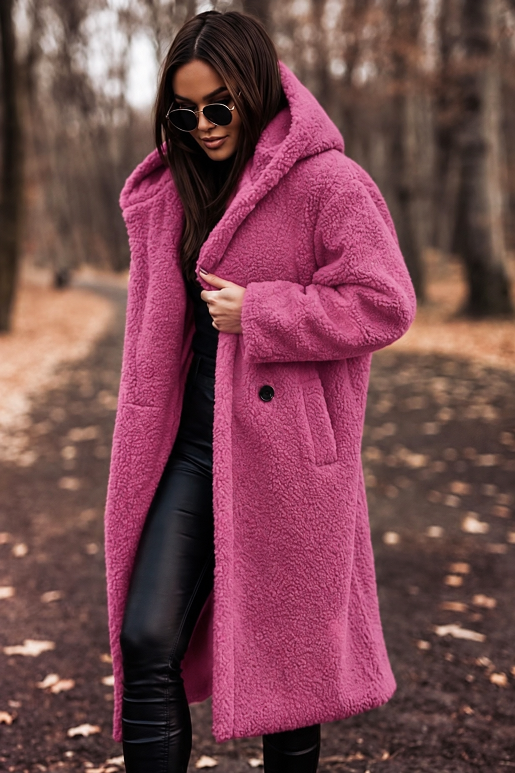 Damen Teddy Mantel mit Kapuze | Drune