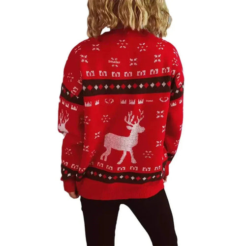 Drune | Falscher Weihnachtspullover Damen - Strickrentierpullover