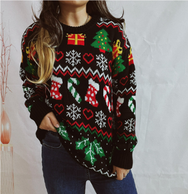 Drune | Weihnachten Pullover Damen - Gestrickter Fehlerhafter Weihnachten Pullover