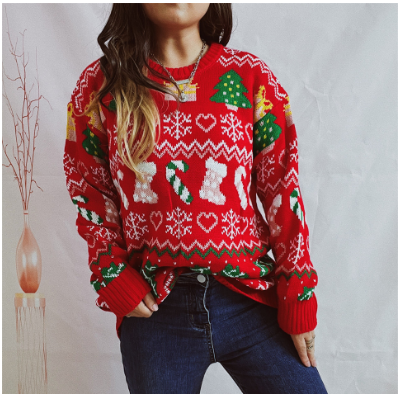 Drune | Weihnachten Pullover Damen - Gestrickter Fehlerhafter Weihnachten Pullover