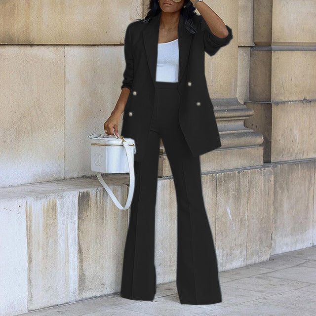 Drune | Geknöpfte Blazer mit Schlaghose Zwei-teil Set