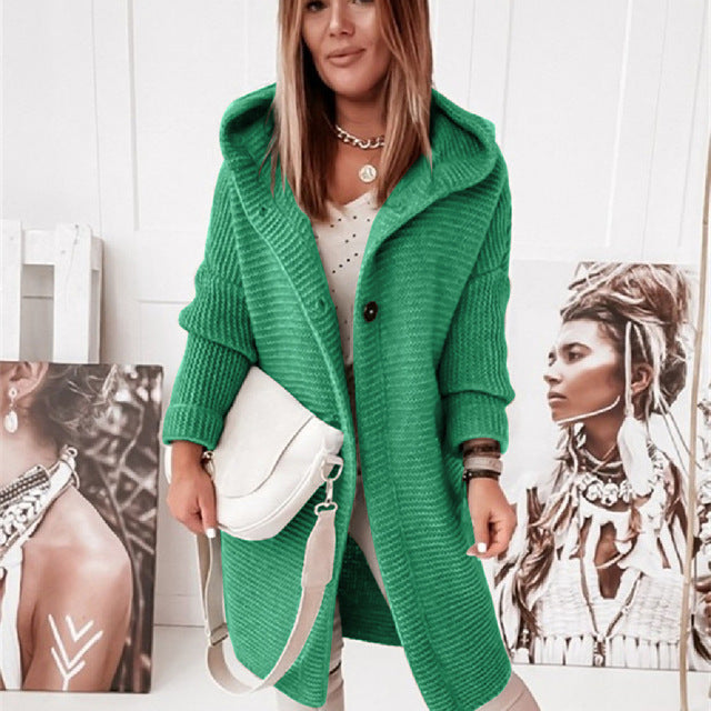 Drune | Hoodie Cardigan mit Knöpfen Warmer Winter Langarm Pullover Mantel