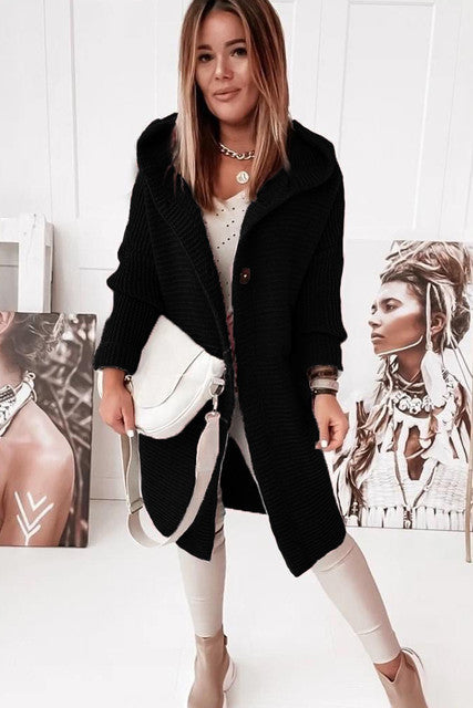 Drune | Hoodie Cardigan mit Knöpfen Warmer Winter Langarm Pullover Mantel