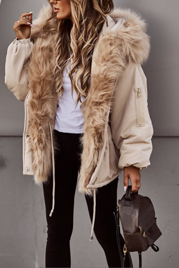 Drune | Parka Jacke Kapuze Kordel Fellgefütterte Jacke Winterjacke