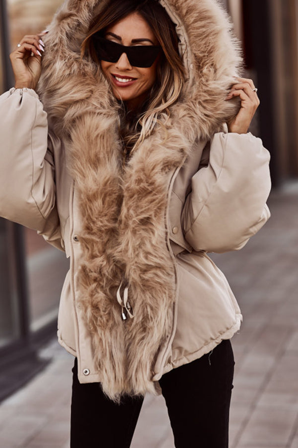 Drune | Parka Jacke Kapuze Kordel Fellgefütterte Jacke Winterjacke