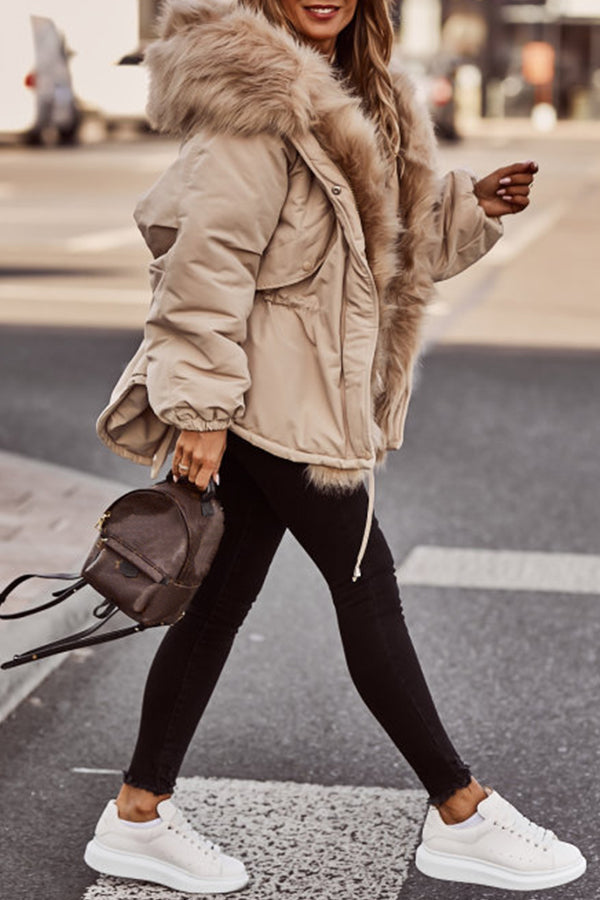 Drune | Parka Jacke Kapuze Kordel Fellgefütterte Jacke Winterjacke