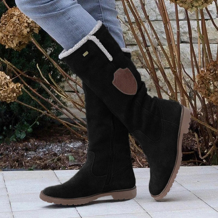 Drune | Mid Calf Stiefel Wildlederähnliche Textur Weiches Futter Seitlicher Reißverschluss Profilsohle