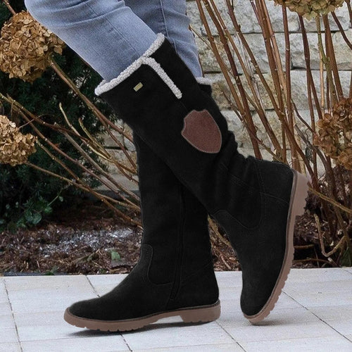 Drune | Mid Calf Stiefel Wildlederähnliche Textur Weiches Futter Seitlicher Reißverschluss Profilsohle