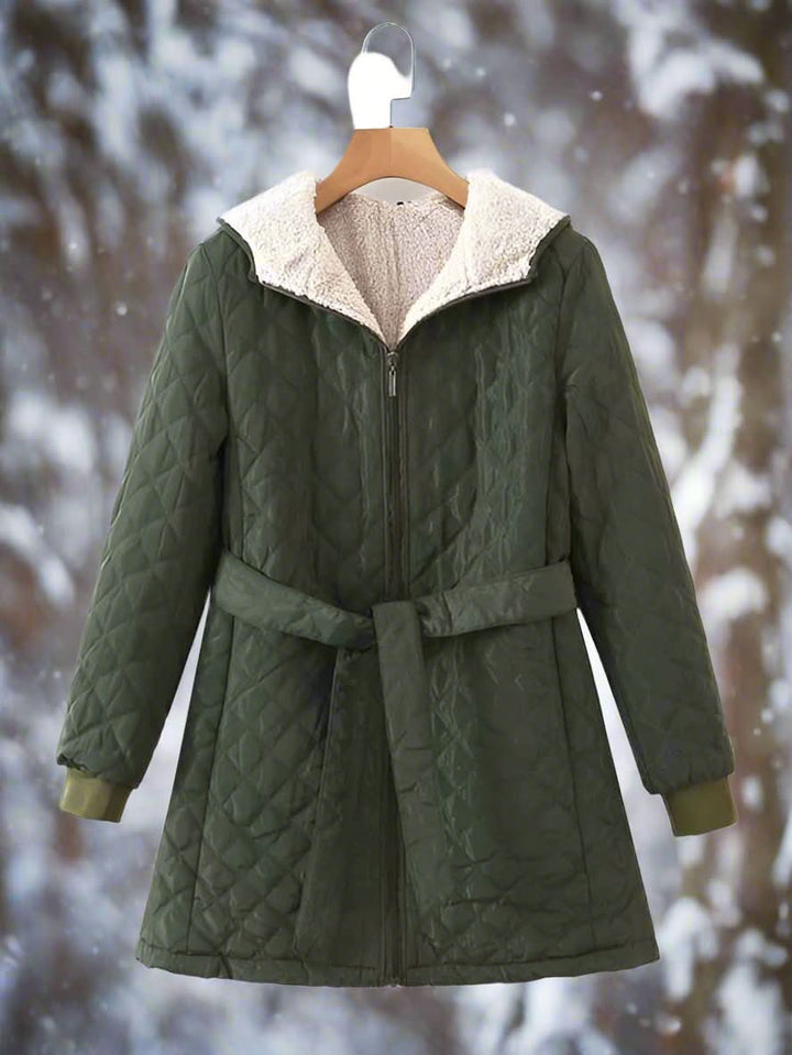 Drune | Damen Steppjacke mit Kapuze und Gürtel
