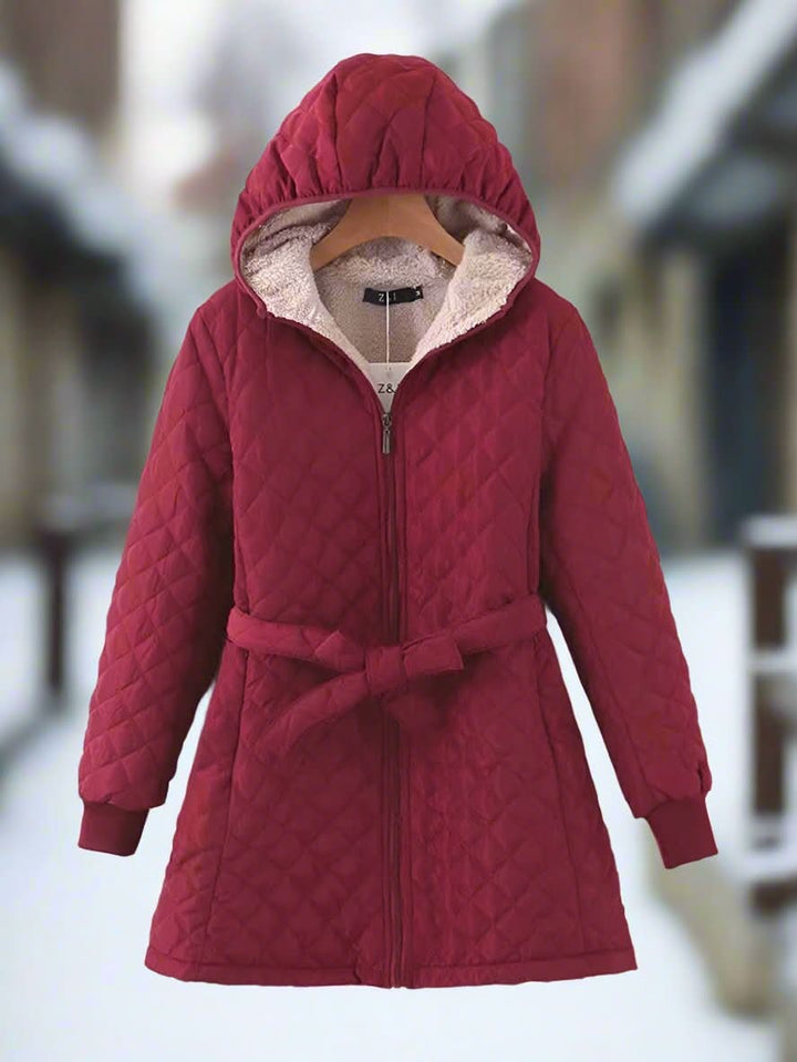Drune | Damen Steppjacke mit Kapuze und Gürtel