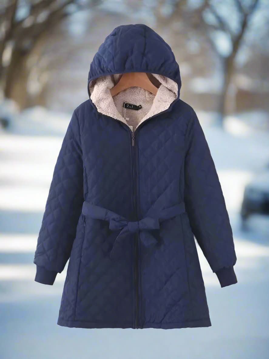 Drune | Damen Steppjacke mit Kapuze und Gürtel