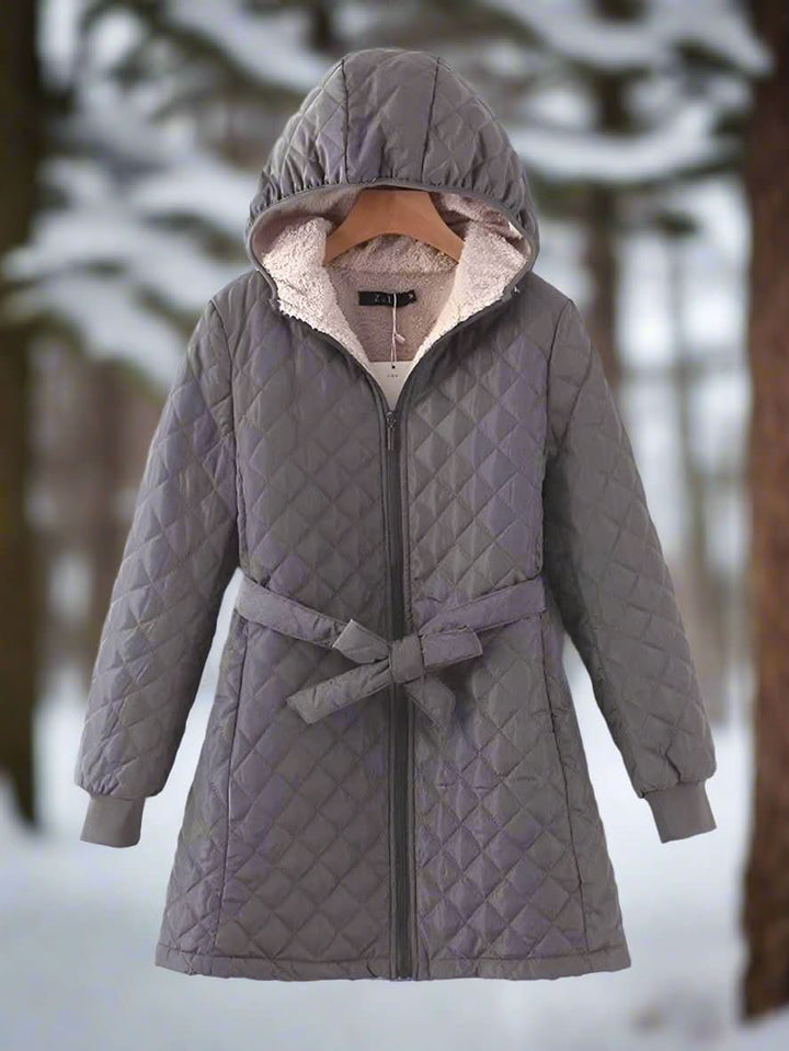 Drune | Damen Steppjacke mit Kapuze und Gürtel