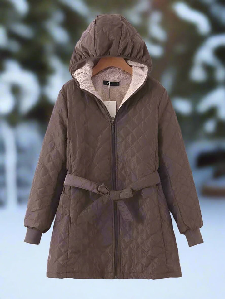 Drune | Damen Steppjacke mit Kapuze und Gürtel