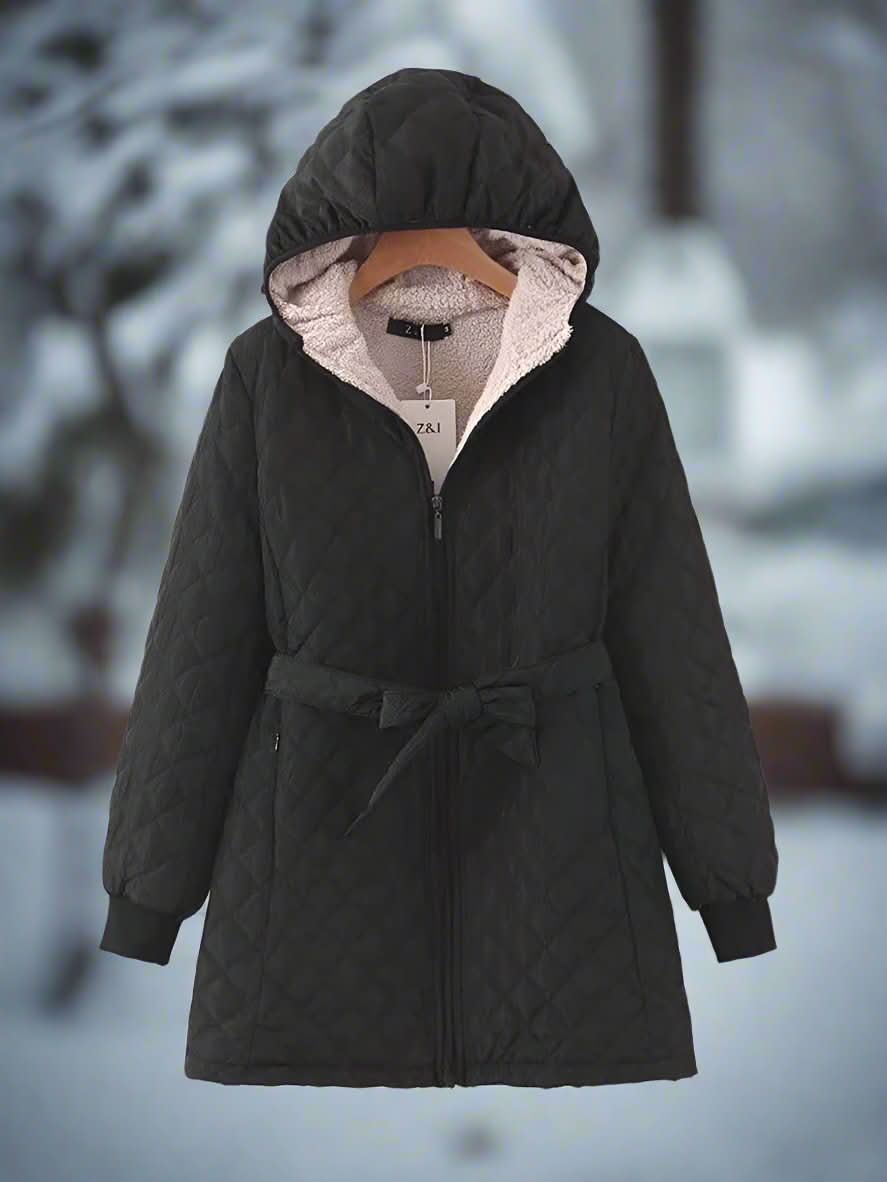 Drune | Damen Steppjacke mit Kapuze und Gürtel