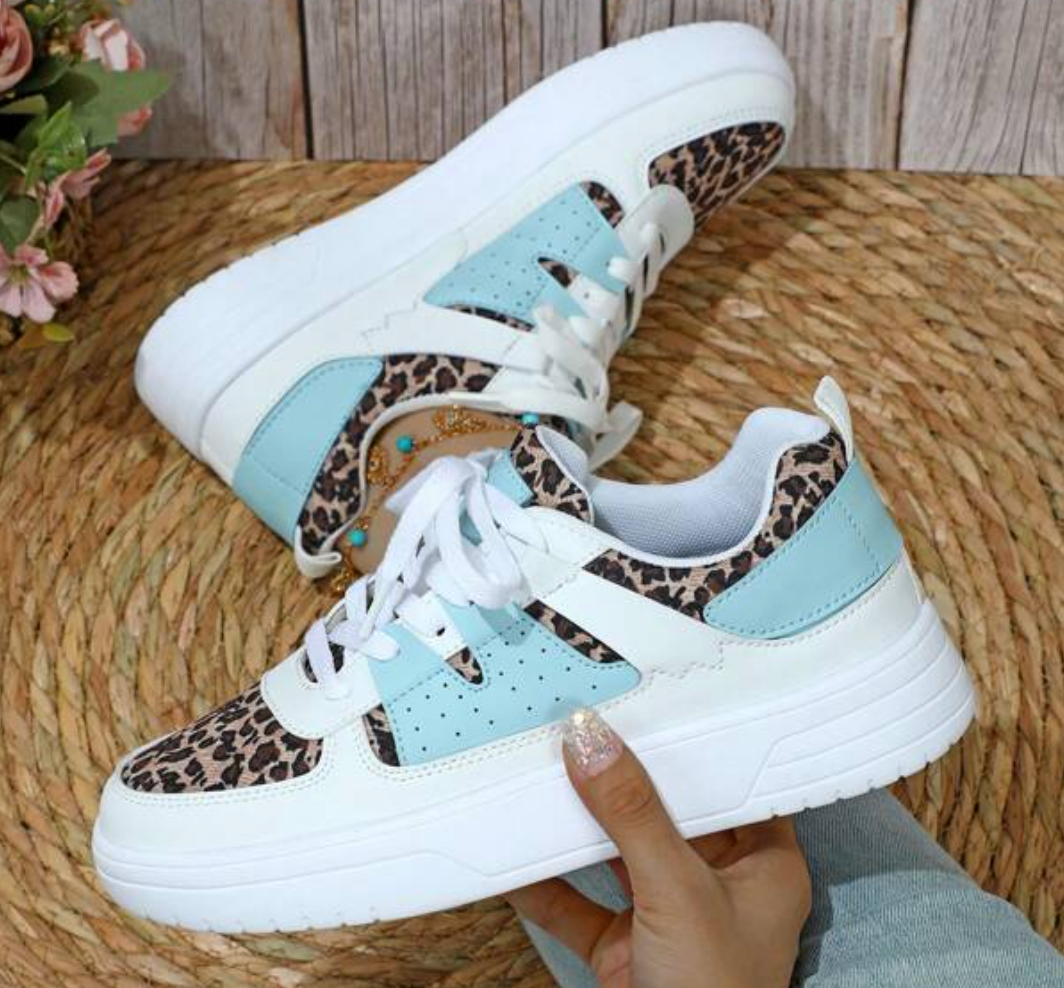 Damen Sneakers Leopard Muster Trendy Drune