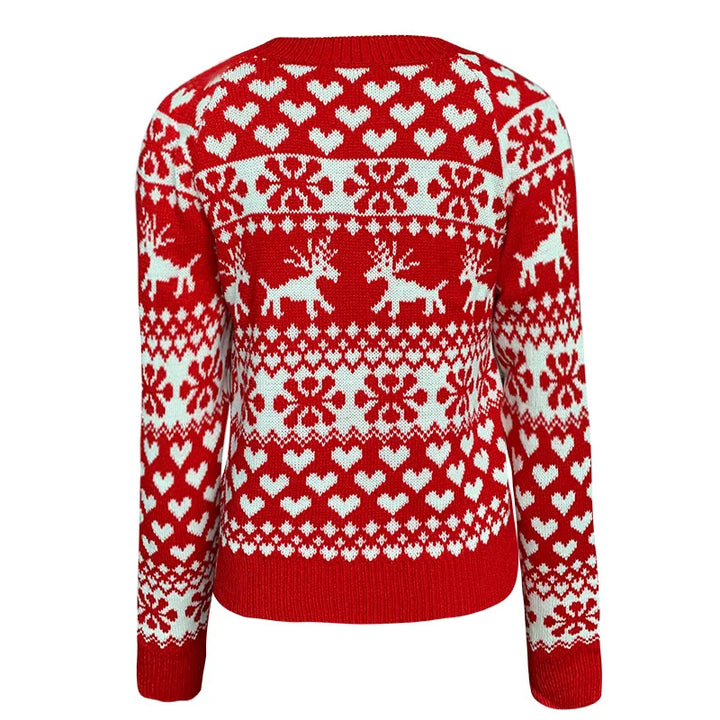 Drune | Weihnachtspullover für Damen - Warmer & Stilvoller Pullover mit Schneeflockenprint