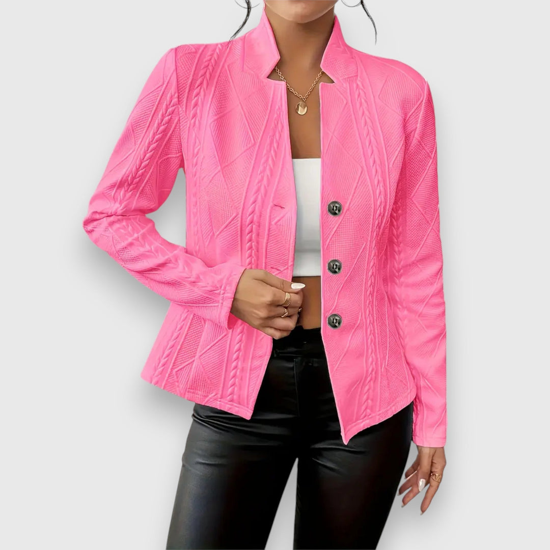 Drune | Ärmel Gestrickter Blazer für Den Winter Knopfschluss