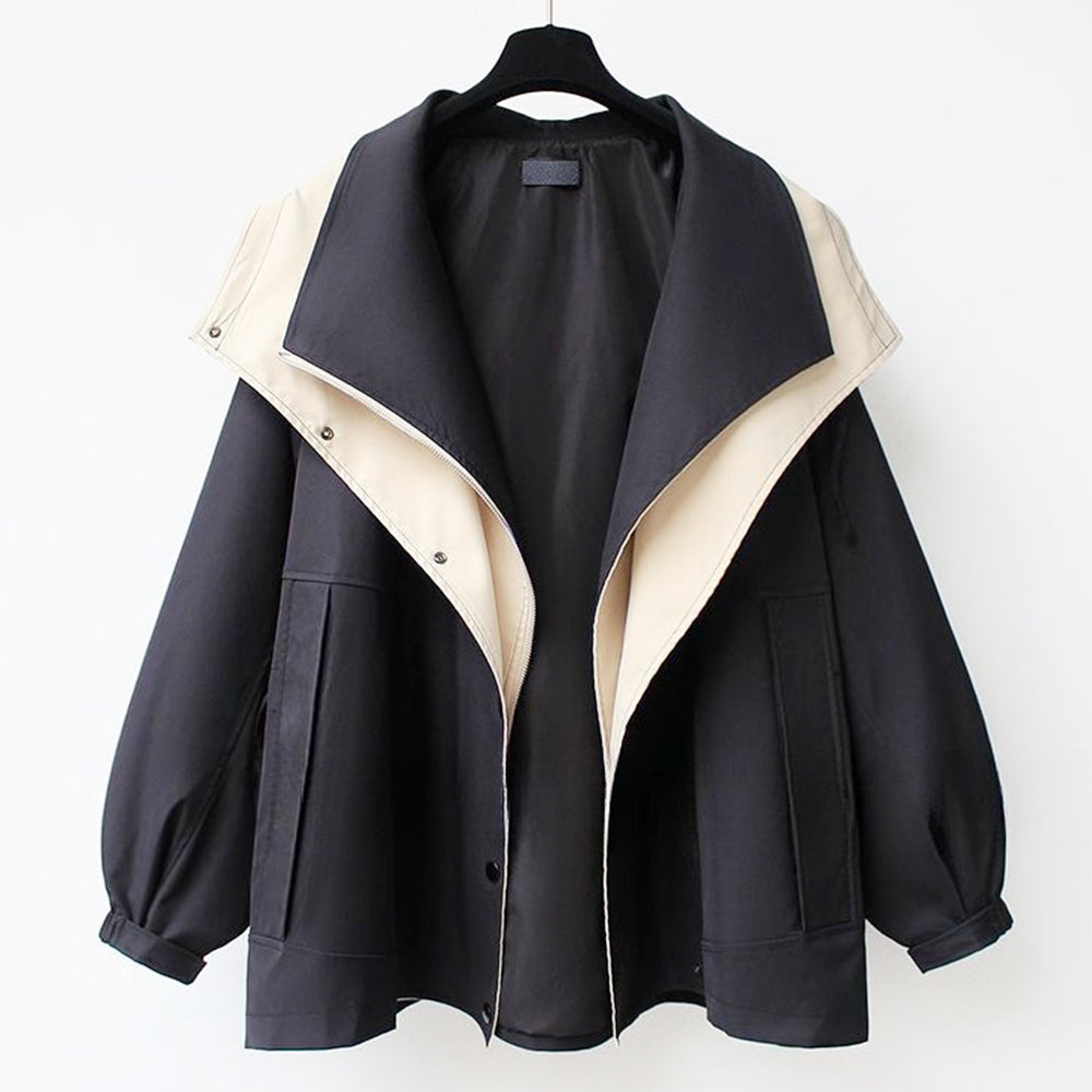 Drune | Mittellange, taillierte Windjacke für Damen mit Kapuze und Reißverschluss