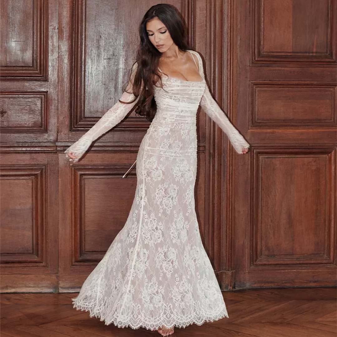 Drune | Maxikleid mit Spitzenstickerei und Sling