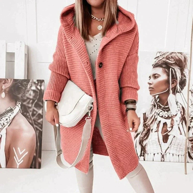 Drune | Strickjacke mit Kapuze Wollmischung Relaxed Passform Langes Strickmodell