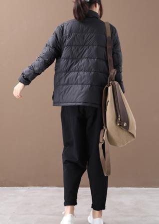 Drune | Damen Parka Mäntel schwarze Patchwork-Druck Stehkragen Taschen Drune | Wintermantel