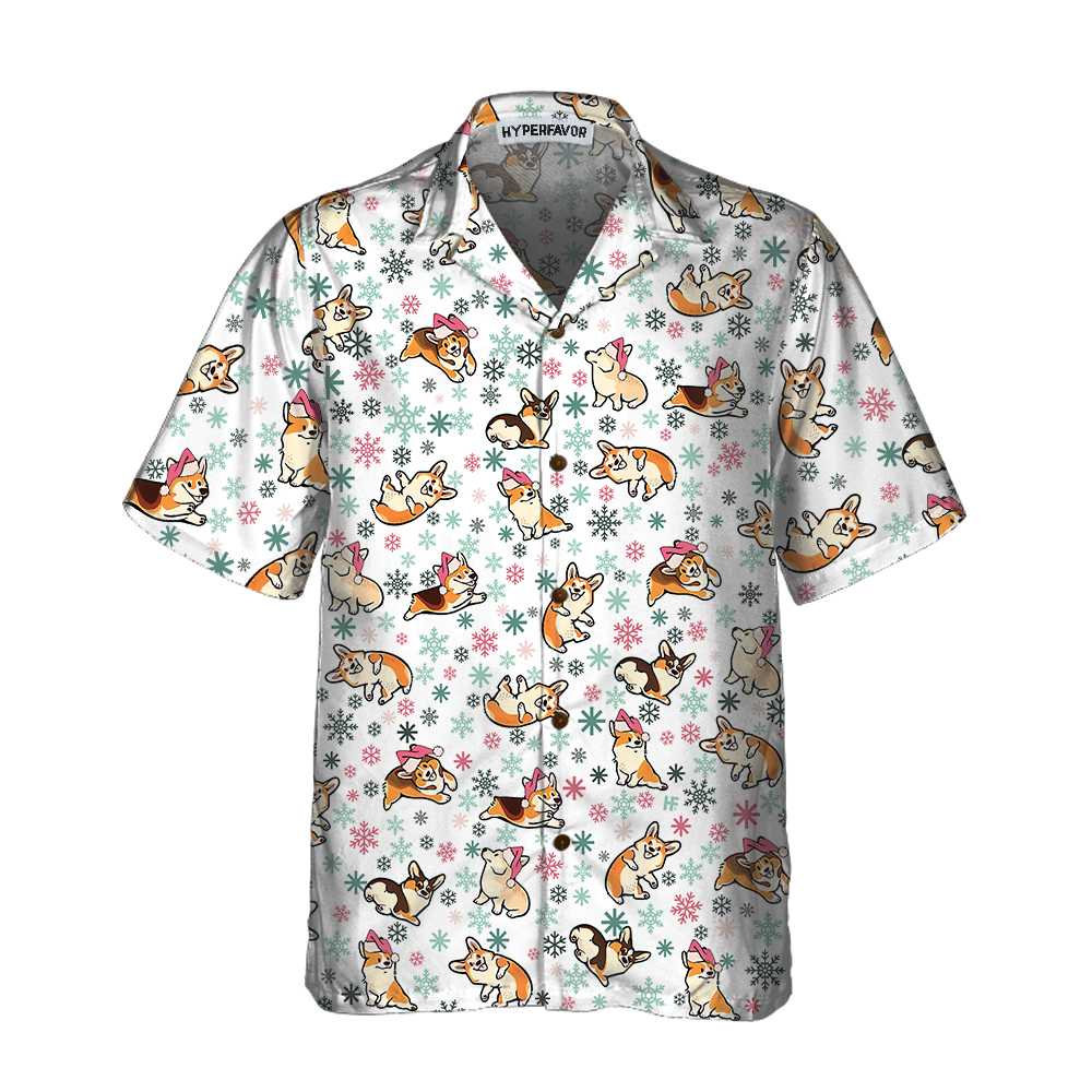 Drune | Warmer Corgi für ein fröhliches Weihnachts-Hawaiian-Shirt, lustiger Weihnachts-Corgi, bestes Weihnachtsgeschenk