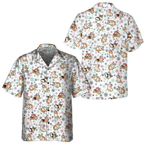 Drune | Warmer Corgi für ein fröhliches Weihnachts-Hawaiian-Shirt, lustiger Weihnachts-Corgi, bestes Weihnachtsgeschenk