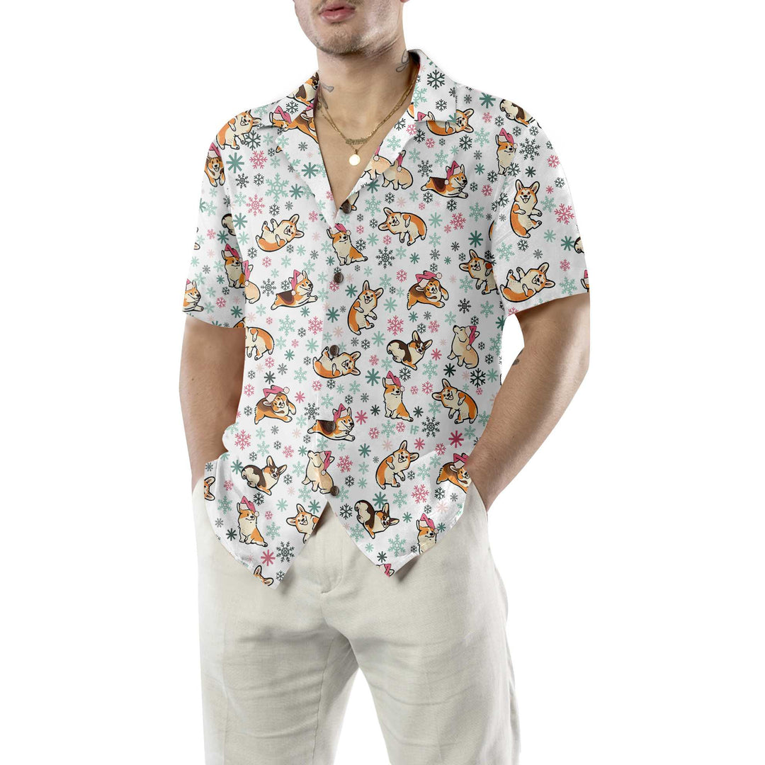 Drune | Warmer Corgi für ein fröhliches Weihnachts-Hawaiian-Shirt, lustiger Weihnachts-Corgi, bestes Weihnachtsgeschenk