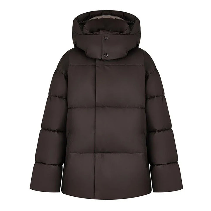 Drune | Lange Damen Winterjacke aus Baumwolle mit Kapuze und Stehkragen