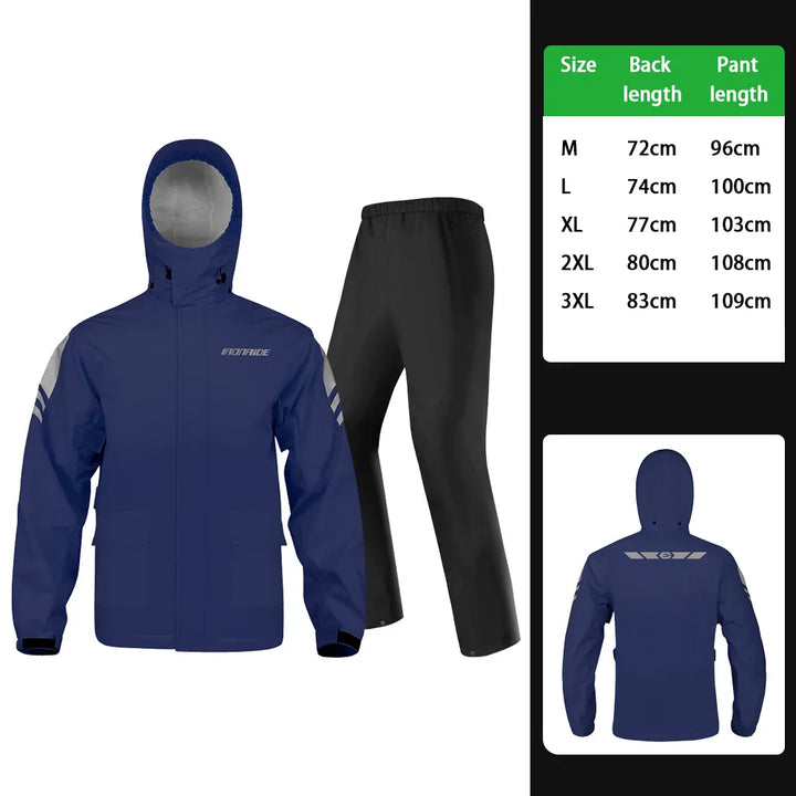 Drune | Wasserdichte Motorrad-Regenjacke ergonomisch - Unisex winddicht