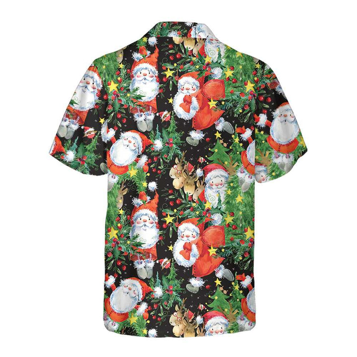 Drune | Aquarell Santa Muster Hawaiian Shirt, Lustiges Weihnachtsmann Shirt, Geschenk Für Weihnachten