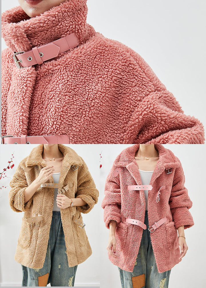 Drune | Rote dicke Kunstpelz-Fleece-Mäntel Übergroß Winter