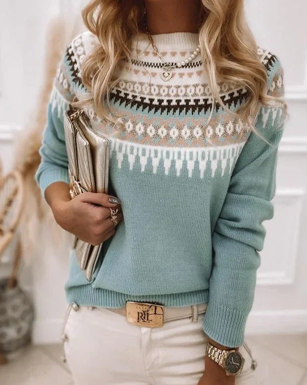 Drune | Strickpullover - Fair Isle Muster - Rundhalsausschnitt - weich und warm