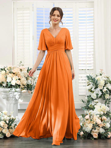 Drune | Fließendes V-Ausschnitt Chiffonkleid für Damen