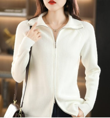 Drune | Zip-Up Sweatshirt Weicher Strick Hoher Kragen Bequem und Stilvoll