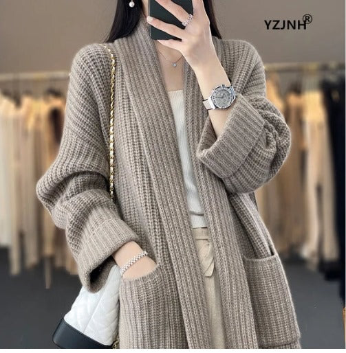Drune | Weiße Langarm Strickjacke