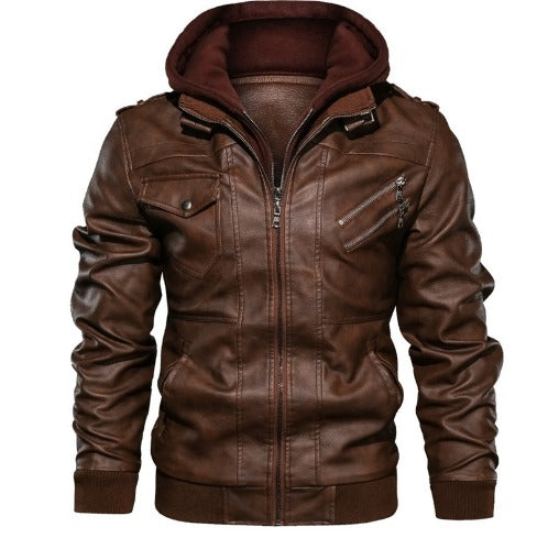 Drune | Stylische Winterjacke Aus Hochwertigem Leder Mit Kapuze