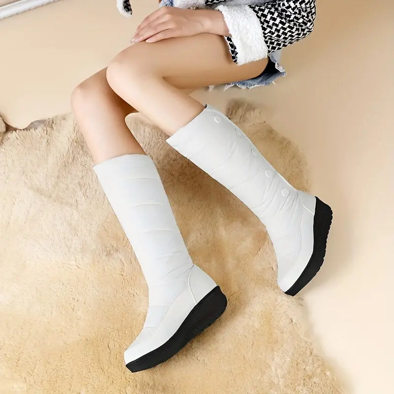 Drune | feste Farbe hohe Wade Schneestiefel, weich vielseitig