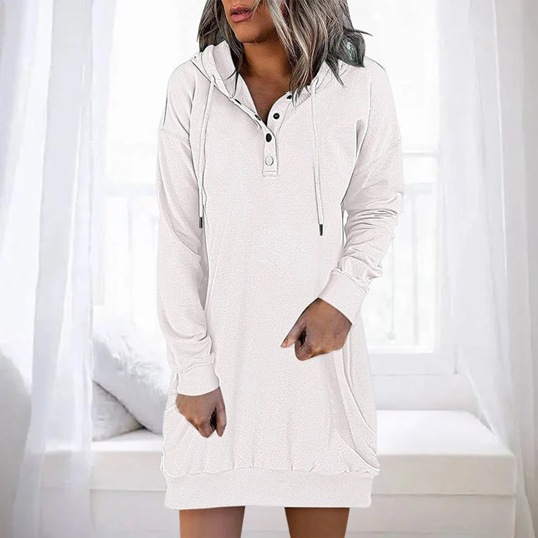 Drune | Bequemes, Minimalistisches Kapuzenpullover Kleid für Jeden Anlass