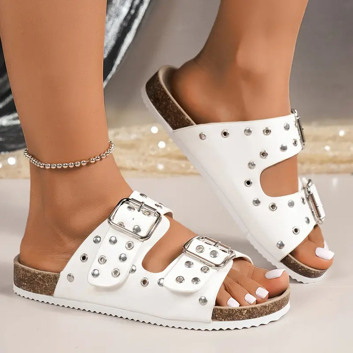 Drune | Damen Sandalen mit Doppeltem Riemen und Schnalle