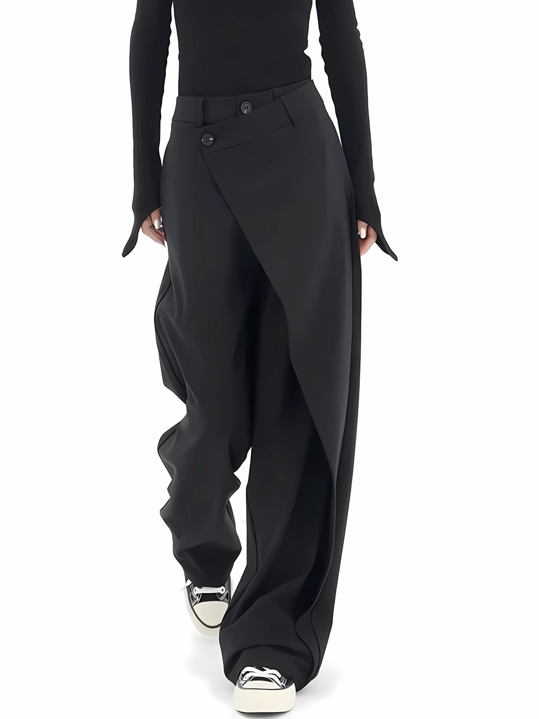 Drune | Weite Beinform Hosen Damen, Asymmetrischer Schnitt - Lässig Elegant