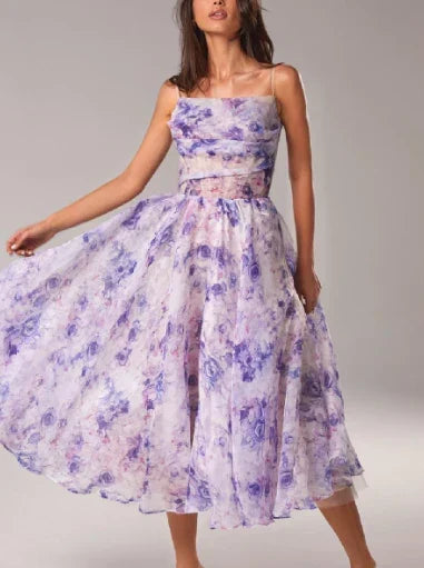 Drune | Elegantes Blumen Midi Kleid