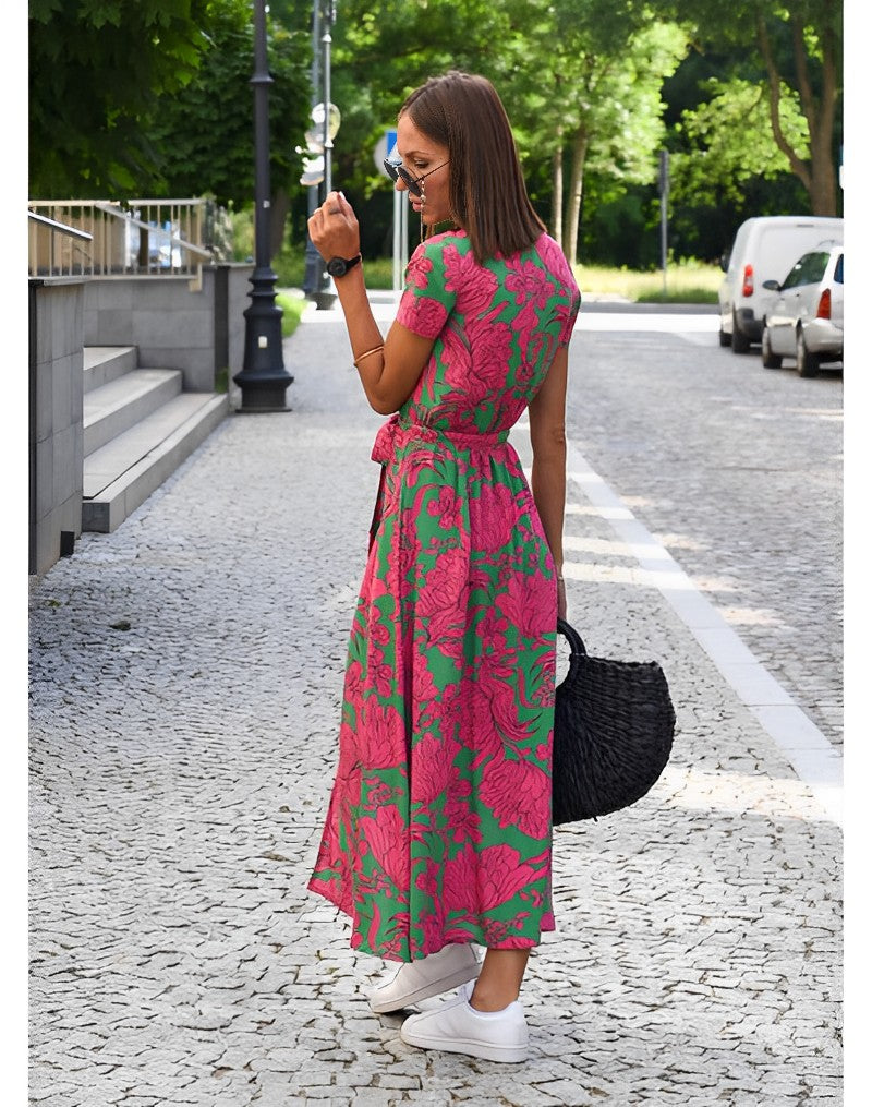 Drune | Bedruckt Kurzarm Maxi Kleid Sommerkleid