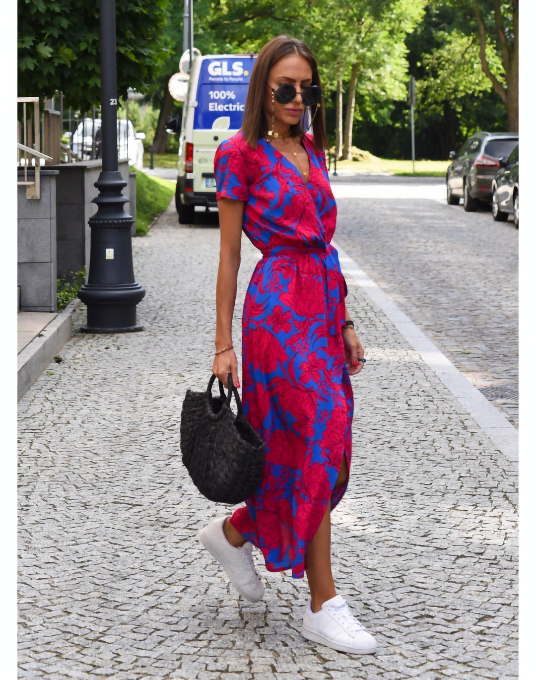 Drune | Bedruckt Kurzarm Maxi Kleid Sommerkleid