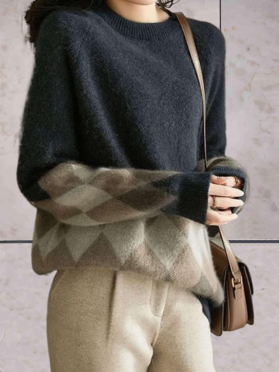 Drune - Übergroßer Strickpullover mit Rundhalsausschnitt