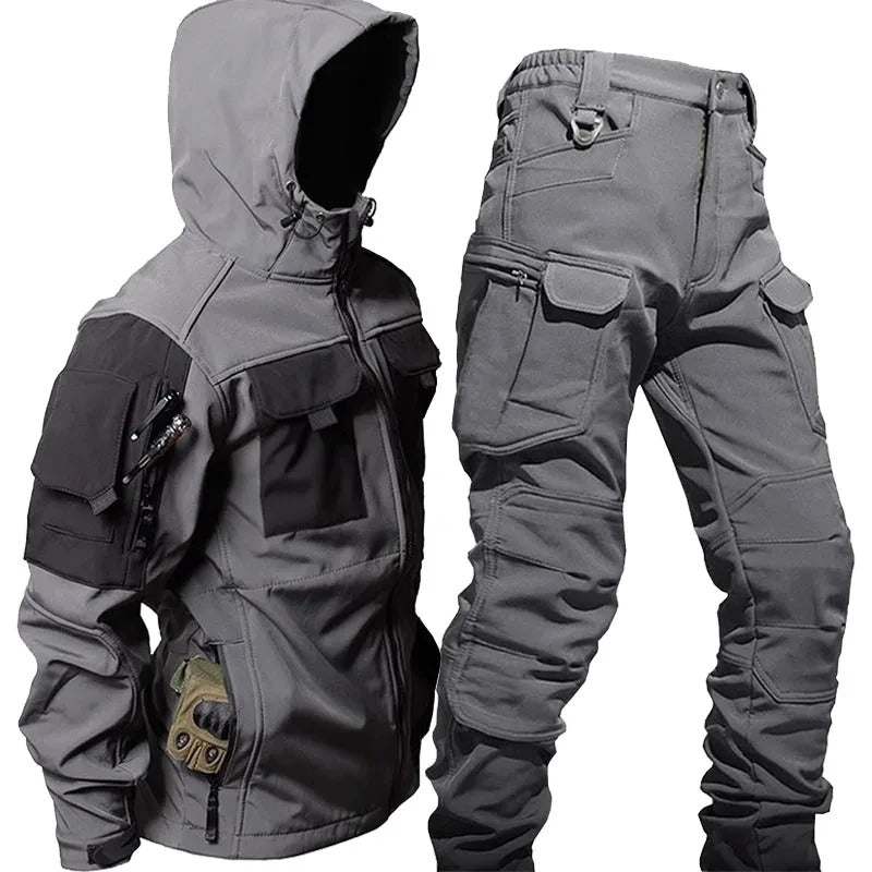 Drune | Outdoor Herren Cargo-Set wasserdicht und winddicht mit Kapuze für Wandern und täglichen Gebrauch