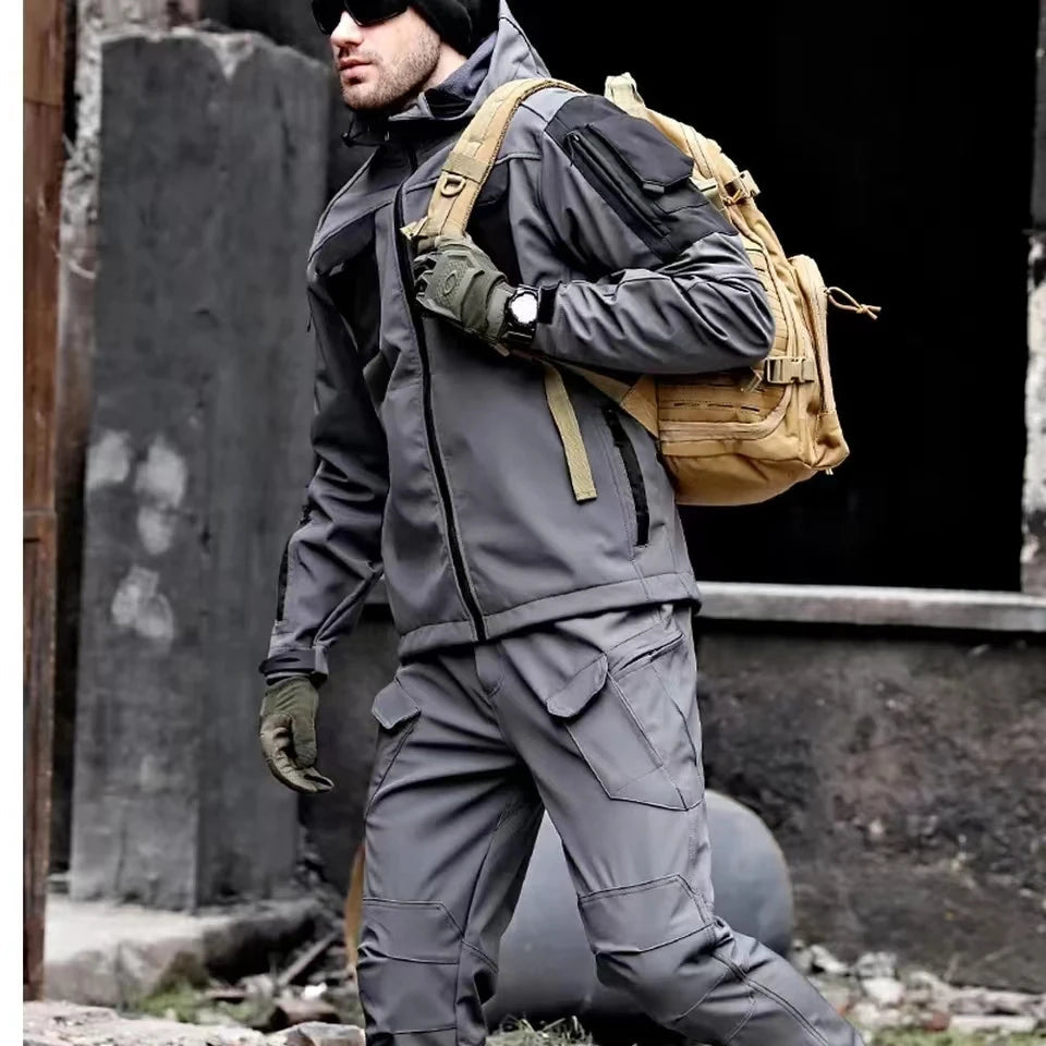 Drune | Outdoor Herren Cargo-Set wasserdicht und winddicht mit Kapuze für Wandern und täglichen Gebrauch