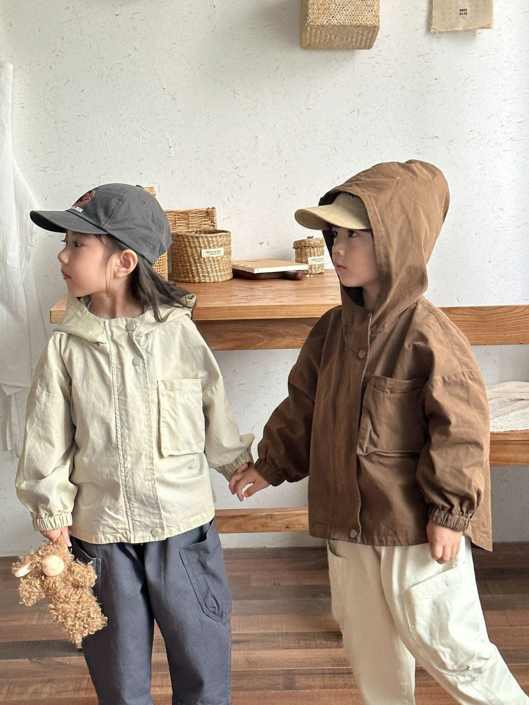 Drune | Parka für Kinder – Beige/Braun Atmungsaktive Baumwolle, Geeignet für Jungen und Mädchen