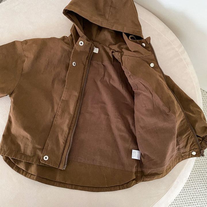Drune | Parka für Kinder – Beige/Braun Atmungsaktive Baumwolle, Geeignet für Jungen und Mädchen