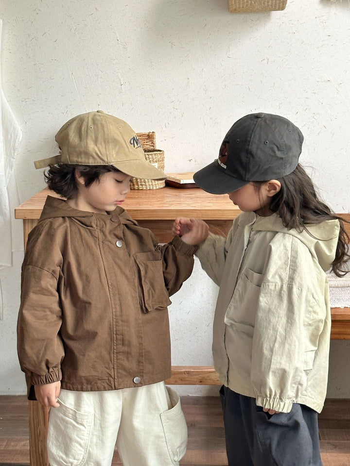 Drune | Parka für Kinder – Beige/Braun Atmungsaktive Baumwolle, Geeignet für Jungen und Mädchen